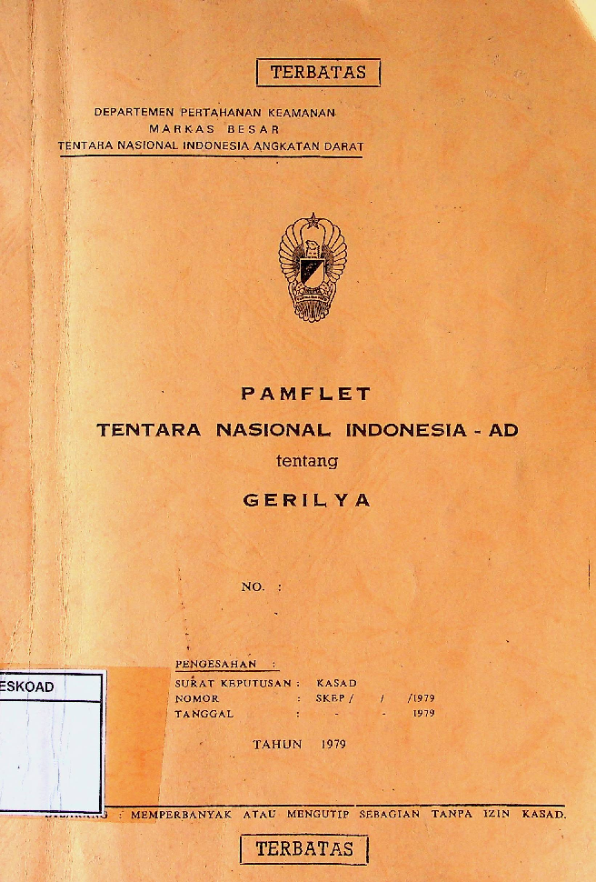 PAMFLET TENTARA NASIONAL INDONESIA AD TENTANG GERILYA